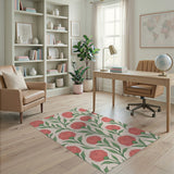Pink Frilly Floral Vintage Area Rug