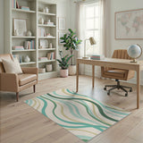 Abstract Area Teal Wavy Abstract Area Rug