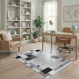 Black and White Geometric Modern Geometric Black White Abstract Area Rug
