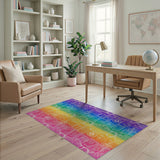 Boho Chic Rainbow Stamp Washable Area Rug