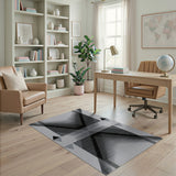 Geometric Modern Black White Geometric Triangle Area Rug