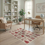 Red Heritage Tribal Folk Motif Area Rug