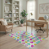 Playful Hearts Stars Multi-Color Area Rug