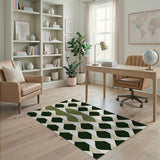 Green Geometric Diamond Wave Area Rug
