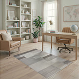 Grey Modern Grey Block Geometric Area Rug