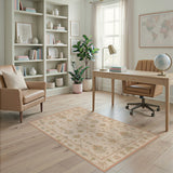 Beige and Neutral Floral Vintage Floral Beige Area Rug