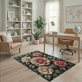 Vintage Pink Camellia Floral Area Rug
