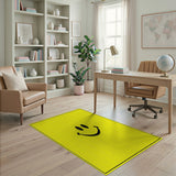 Kids Cartoon Yellow Cheerful Yellow Smiley Face Area Rug