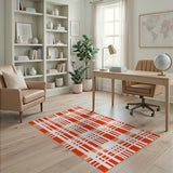 Red Bold Red Plaid Geometric Area Rug