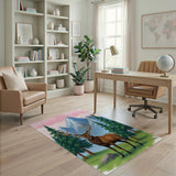 Majestic Elk in Snowy Mountain Landscape Rug