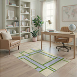Abstract Geometric Beige Area Rug with Green Blue