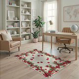 Red Cherry Garland Border Area Rug