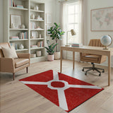 Bold Red White Geometric Cross Area Rug