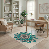 Boho Chic Teal Mandala Boho Area Rug