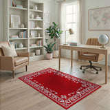 Ornate Red Persian Border Area Rug