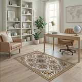 Floral Vintage Elegant Beige Floral Vintage Area Rug