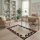 Geometric Modern Beige Area Rug with Bold Border