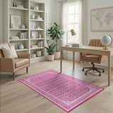 Pink Geometric Modern Vibrant Pink Geometric Lattice Area Rug