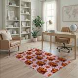 Vibrant Autumn Maple Leaves on Pink Area Rug