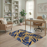 Navy Blue Eucalyptus Leaf Area Rug