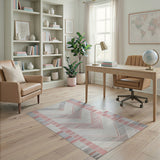 Grey Red Chevron Geometric Area Rug