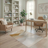 Layered Abstract Mountains Beige Area Rug