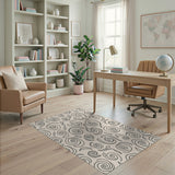 Beige Abstract Swirl Fern Area Rug