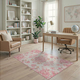 Blush Pink Floral Medallion Pink Area Rug
