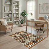 Tan Brown Diamond Stripe Southwestern Rug