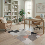 Abstract Organic Shapes Area Rug - Grey Black Coral