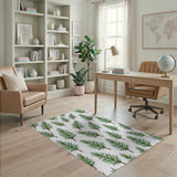 Green Pine Branch Pattern Area Rug