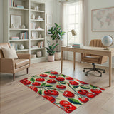 Red Vibrant Cherry Fruit Pattern Area Rug