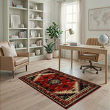 Red Southwestern Distressed Geometric Rug