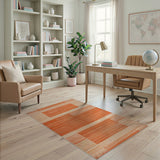 Orange Geometric Block Stripe Area Rug
