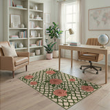 Coral Rose Trellis Area Rug