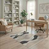 Abstract Area Abstract Wavy Beige Area Rug