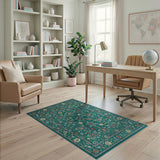 Blue and Teal Floral Teal Persian Floral Area Rug