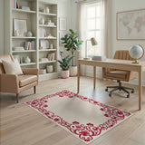 Ornate Red Ornate Red Floral Border Area Rug