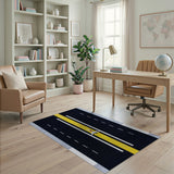 Airplane Runway Geometric Area Rug