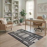 Geometric Modern Black and White Modern Black White Geometric Stripe Rug