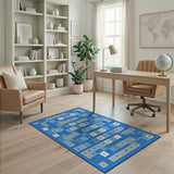 Blue Typographic Grid Abstract Rug