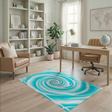 Mesmerizing Teal Spiral Vortex Area Rug