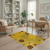 Vibrant Sunflower Border Yellow Area Rug