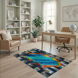 Vibrant Pixelated Urban Pool Area Rug
