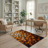 Orange Geometric Faceted Area Rug