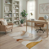 Wavy Neutral Abstract Area Rug