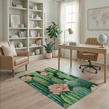 Desert Cactus Grove with Pink Blooms Rug