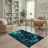 Blue Octopus Wave Area Rug