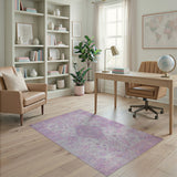 Distressed Vintage Purple Floral Distressed Vintage Area Rug