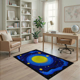 Starry Solar System Kids Cartoon Area Rug